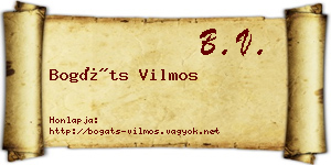 Bogáts Vilmos névjegykártya